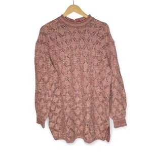 Vintage Naturals By COOGI Knit Sweater Dress/Tunic Women’s Medium Pink Red Linen